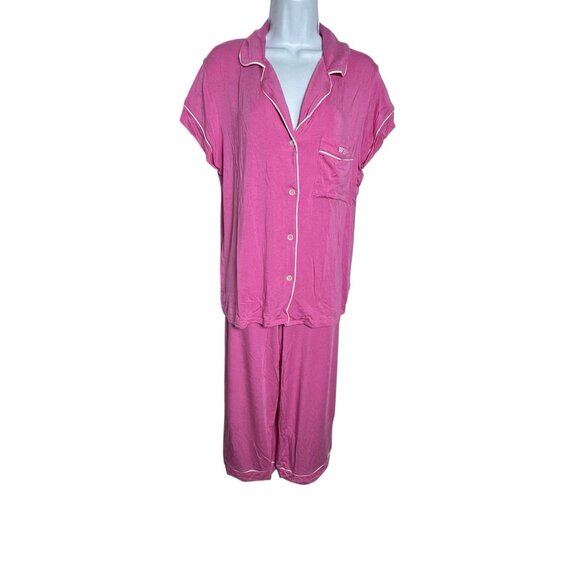 Eberjey Pink Gisele Short Sleeve womens pajama pants and top set Size Large - Picture 1 of 8